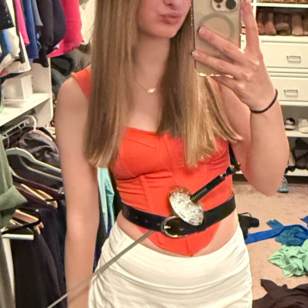 PrettyLittleThing Orange Corset Top